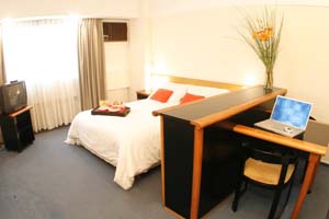 Classic double or twin with patio view, private facilities (bath and shower), and breakfast